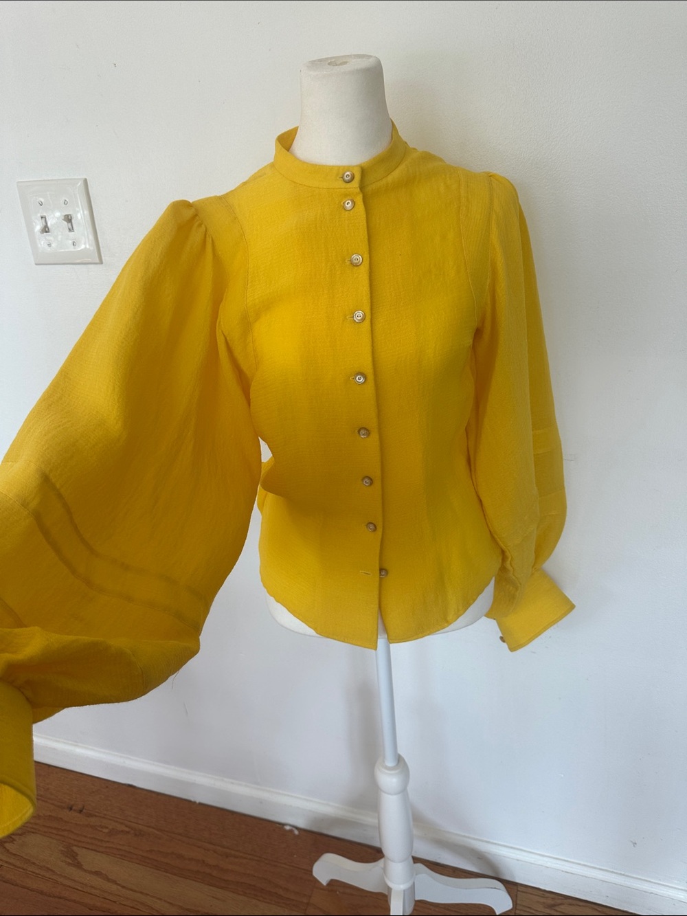 Tory Burch Sunflower Puff-Sleeve Button Blouse